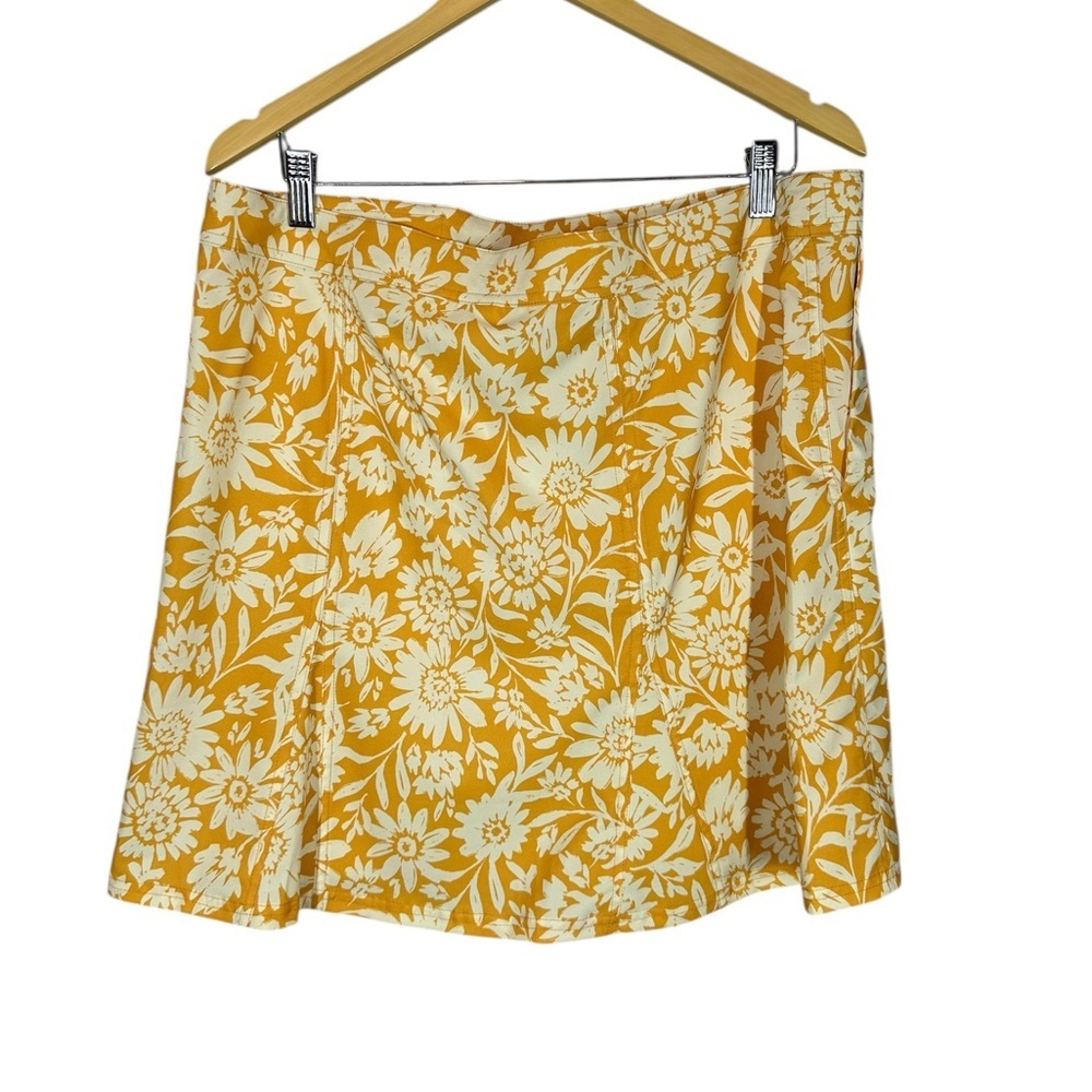 RIPSKIRT Women's XL Yellow Hawaiian Floral Wrap Skirt - Picture 4 of 6